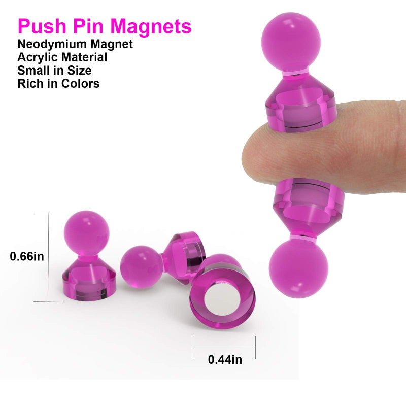 Ant Mag Magnetic Push Pins Strong Push Pin Magnets for Fridge Whiteboards Calendars Maps in School & Office Pack of 18 Light Pink - Image 2